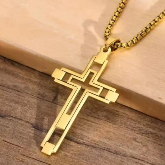 Gold Crucifix Cross Necklace Jesus Christian Catholic Christmas Birthday Gift